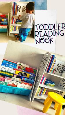  HOMESMITHS Wood Toy Storage Organizer with Book Rack